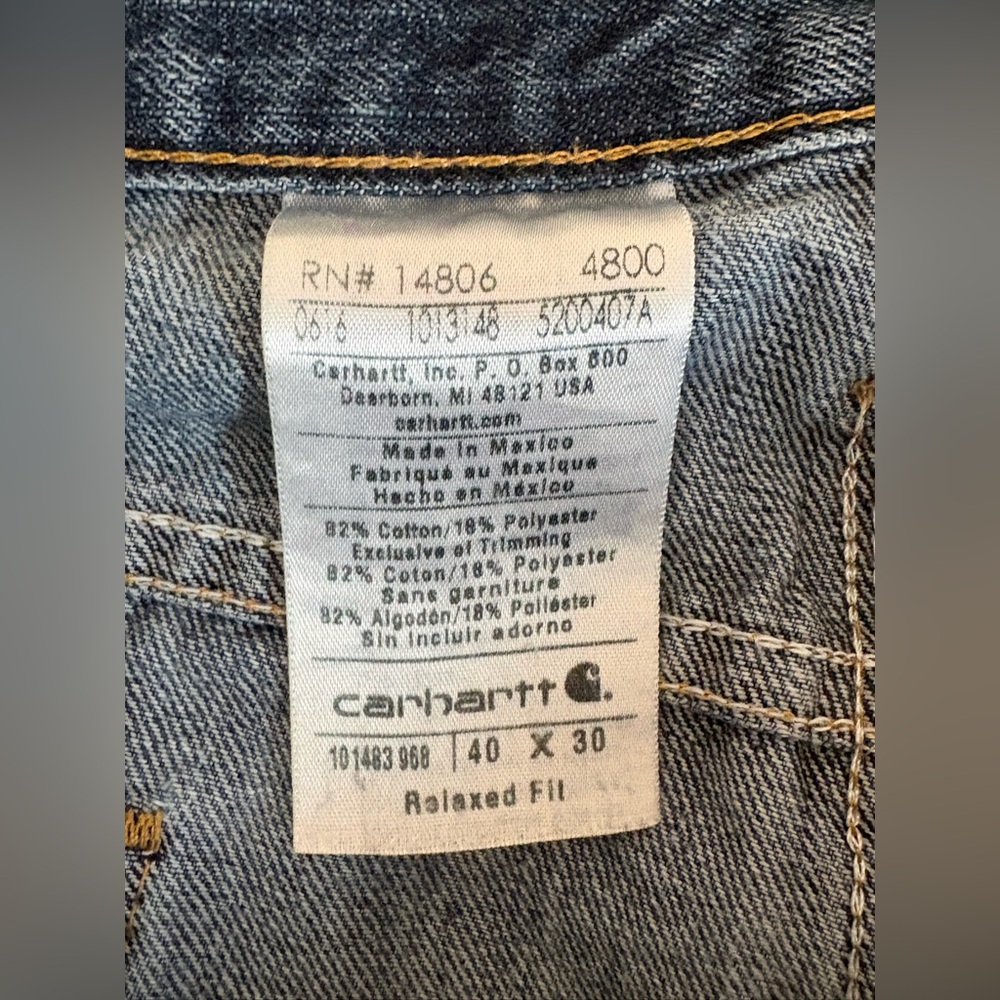 Carhartt Men’s Relaxed Fit Straight Leg 5 Pocket Jeans Size 40 x 30 - Picture 5 of 5